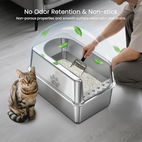 Enclosed Stainless Steel Cat Litter Box - Image 6