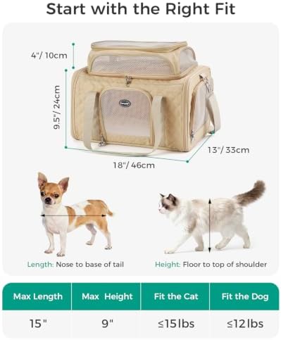 Pet Carrier Airline Approved 18x13x9.5 in, Soft-Sided Top-Expandable - Image 2