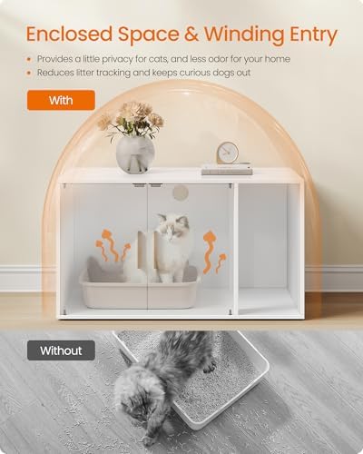 Feandrea Cat Litter Box Enclosure, Double Doors, 31.5 x 19.7 x 17.7 Inches - Image 4