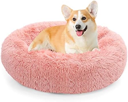 NOYAL Donut Dog Bed for Small Medium Pets, Plush Calming Faux Fur by Noyal