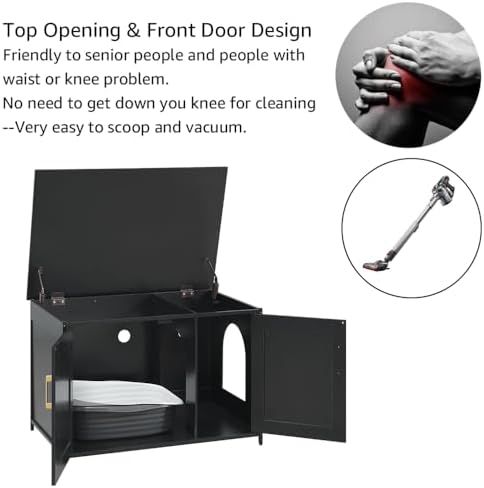 unipaws Top Opening Cat Litter Box Enclosure Furniture, Flip Top Design - Image 4