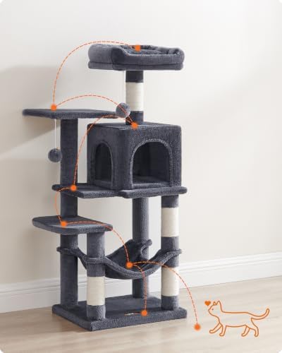 Feandrea Cat Tree, 44.1-Inch Cat Tower, Smoky Gray - Image 3