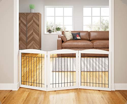 PAWLAND Extra Wide Dog gate for The House, Freestanding Foldable Wire Pet Gate by PAWLANDPetSupplies