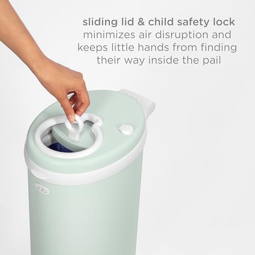 Ubbi Stainless Steel Diaper Pail, No Special Bags, Odor-Locking, Sage Green - Image 6
