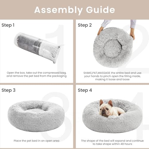 Love's cabin Calming Cat Bed for Indoor Cats, Anti-Anxiety Donut Round Dog Bed - Image 5