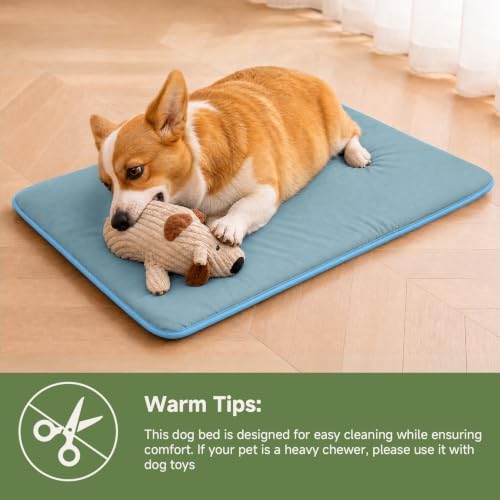 Outdoor XL Dog Crate Pad Bed, Waterproof Wipeable Mat, Dusty Blue - Image 7