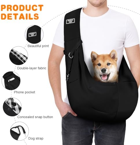 Dog Sling Carrier with Padded Strap, Reversible Pet Carrier - Image 3