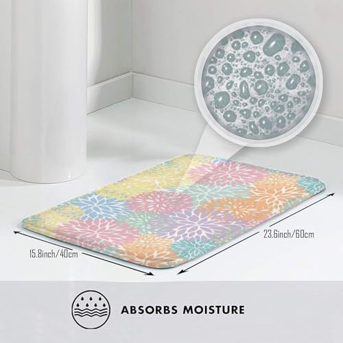 Colorful Chrysanthemum Floral Bath Mat 24x16 Inch Non-Slip Soft Microfiber - Image 5