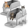 Suzzipaws 2 Pack 8" Deep Enclosed Stainless Steel Litter Box by Suzzipaws