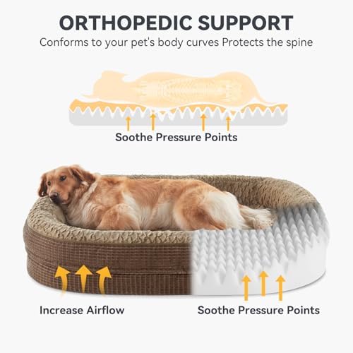 JOEJOY Orthopedic Dog Bed for Large Dogs, Egg-Crate Memory Foam Pet Bed - Image 2