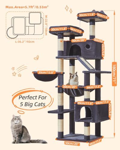 Taoqimiao Cat Tree, 71 in Extra Large Cat Tower - Image 2