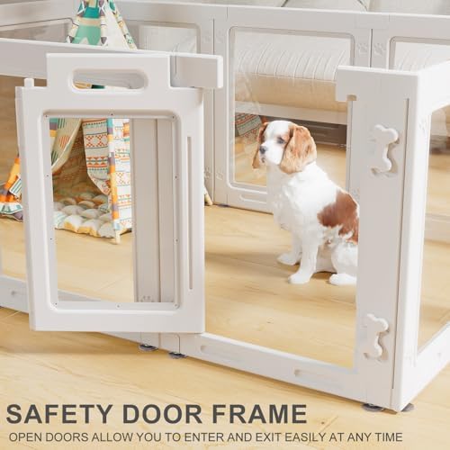 Clear Acrylic Dog Playpen with Door, 23.6" Puppy Playpen, Easy Assemble Pet - Image 6