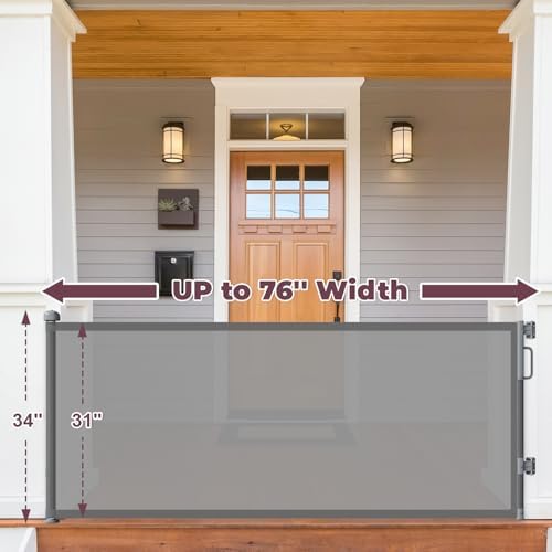 76" Retractable Baby Gates Extra Wide, Mesh Long Dog Gate - Image 2