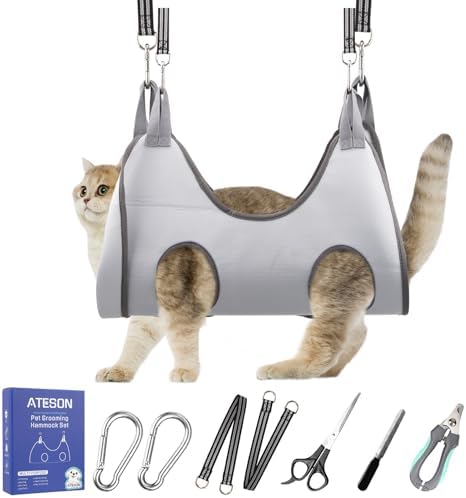 Pet Grooming Hammock Harness for Cats & Small Dogs, Dog Nail Trimming Sling by ATESON