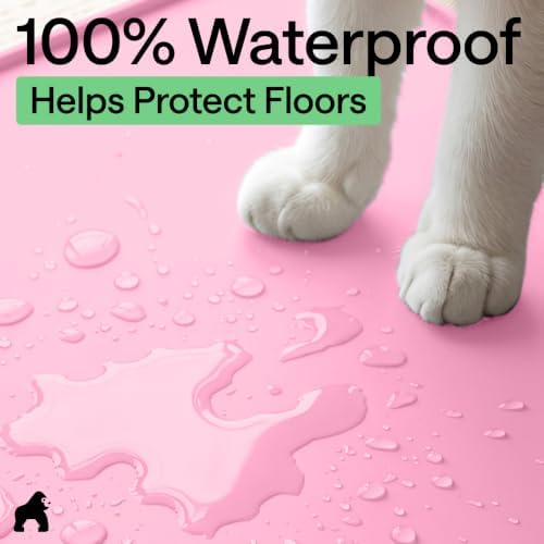 GORILLA GRIP Cat Litter Box Mat, Easy Clean Silicone Mats, 30x24 Pink - Image 5
