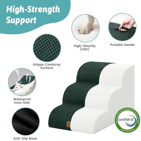 COZY KISS Wide Dog Stairs for Small Dog 15.7" H, 3 Step Pet Ramp for Couch - Image 4