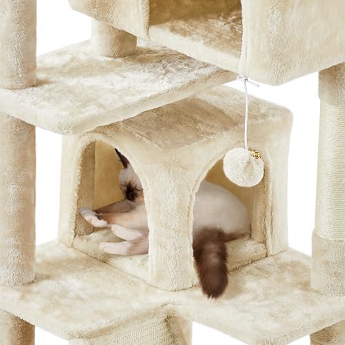 Yaheetech 57 inches Cat Tree for Indoor Cats, 2 Cat Condos, 2 Hanging Balls and - Image 6