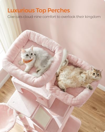 Feandrea Cat Tree, 81.1-Inch Large Cat Tower, Jelly Pink - Image 4