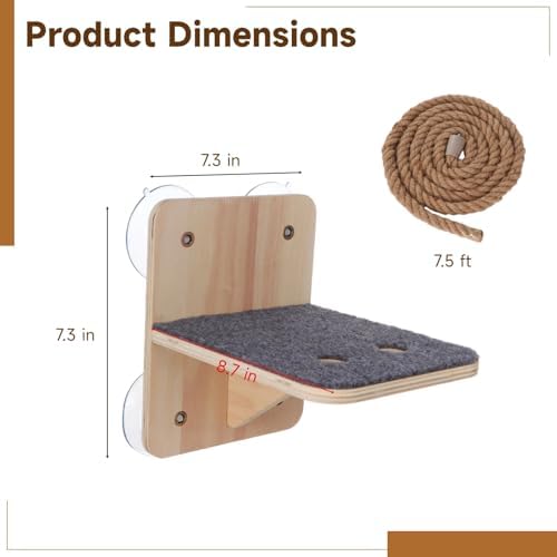 Cat Ladder with 7.5 ft Hemp Rope, Suction Cup Hanging Cat Bed, Space Saving Cat - Image 4