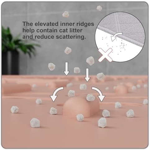 OHMO XL Cat Litter Mat, 37.5x25.2 Silicone Trapping Mat Coral - Image 3