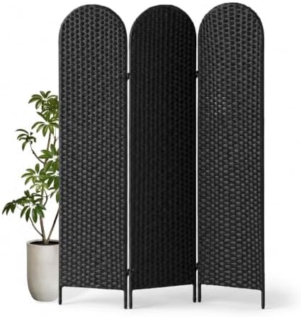 3 Panel PE Rattan Room Divider, Privacy Screen by Aletheiawu