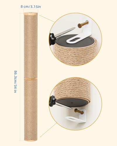 Aechonow 34" Cat Scratching Post, Wood Wall Mounted Cat Scratcher - Image 6