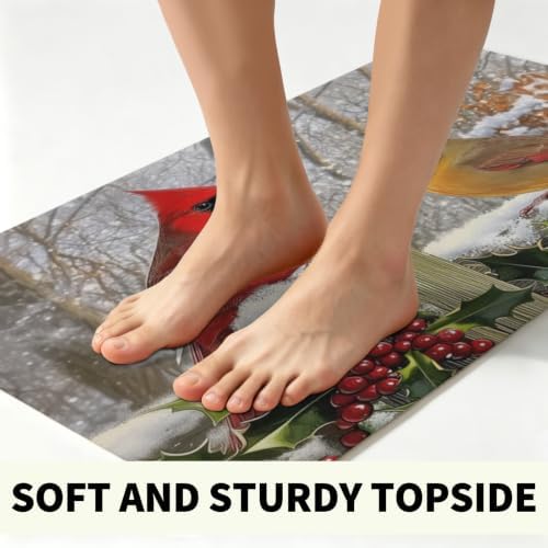 Giwawa Winter Birds Bath Rug Red Berry Washable Bathroom Mat 20x32 Inch Indoor - Image 3
