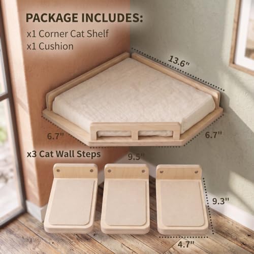 Wall Mounted Cat Shelves Bed Set Wooden Climbing Perch - Image 7