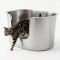 Stainless Steel Litter Box 13.7" High-Sided by PTFFF