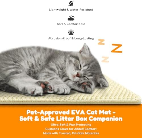 Cat Litter Mat 35"x24", Double Layer EVA Litterbox Mat Cream - Image 5