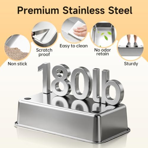 High-Sided Stainless Steel XL Cat Litter Box - Image 5
