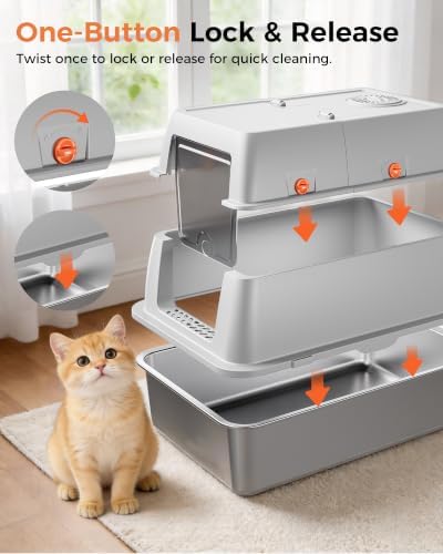 GTPLAYER XXL Stainless Steel Cat Litter Box - Image 5