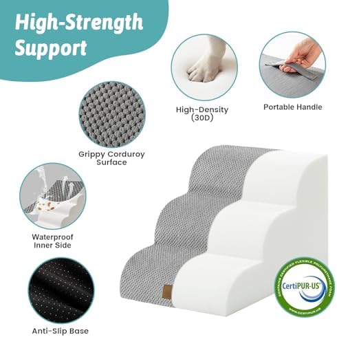 COZY KISS Dog Stairs for Small Dogs, 3 Step Pet Stairs for Beds & Couches - Image 2