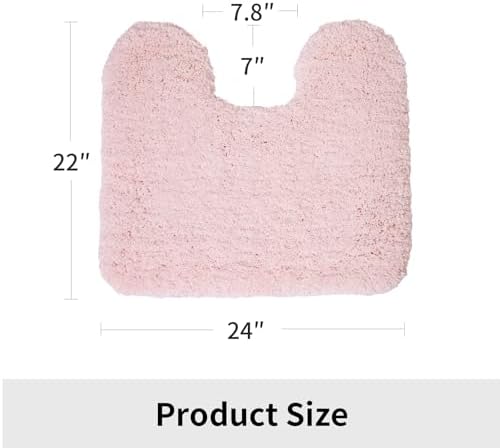 Disolla Toilet Rug 22x24 Pink, Soft Toilet Mat U-Shaped Washable - Image 2