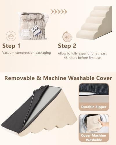 Aodisman Dog Stairs for High Beds, 5 Step Pet Ramp for Dogs and Cats, 22.4" H - Image 3