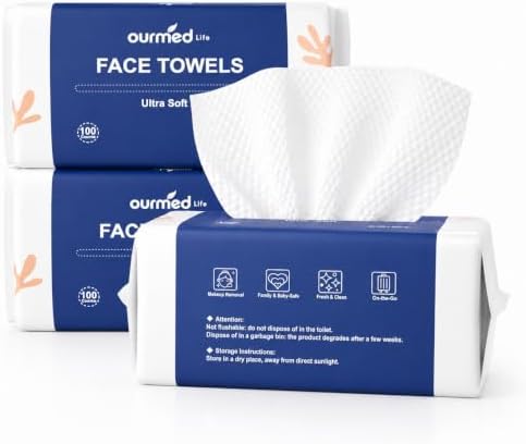 Ourmed Life Clean Face Towels Disposable, Ultra Soft & Absorbent, 300 Ct by ourmedlife