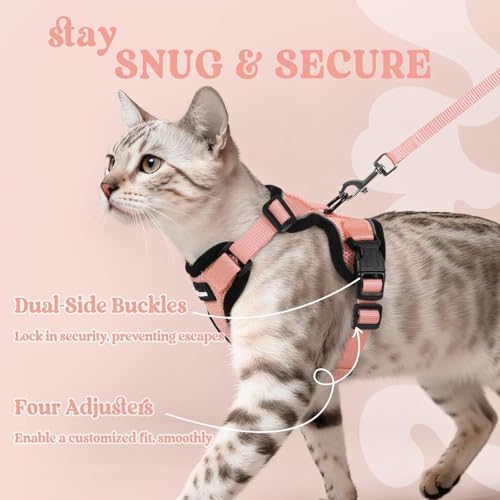 rabbitgoo Cat Harness and Leash Set, Escape Proof Vest, Light Salmon Pink - Image 6