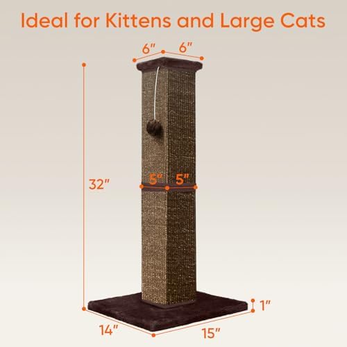 Cat Scratching Post for Indoor Cat, 32 Inch Large Cat Scratcher - Image 2
