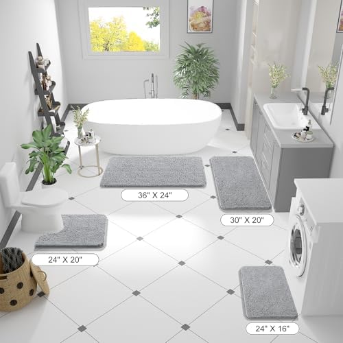 OLANLY Bathroom Runner Rugs 59x24, Extra Soft Absorbent Chenille Bath Rugs - Image 2