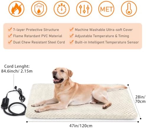 INVENHO Extra Large Pet Heating Pad, Adjustable Temperature Waterproof Dog Cat - Image 5