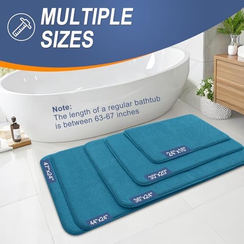OLANLY Memory Foam Bathroom Rugs 36x24, Absorbent Bath Mat, Peacock Blue - Image 5