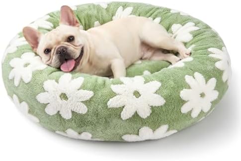 JOEJOY Jacquard Donut Round Small Dog Beds, Removable Washable Cover, Cute by JOEJOY