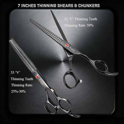 Fcysy 8-Piece Dog Grooming Scissors Set, 7 Inch Rounded Tip Pet Shears Kit - Image 4