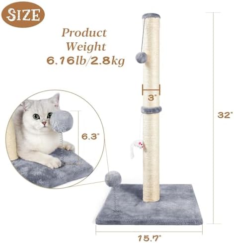 ANWA 32" Tall Sisal Cat Scratching Posts Tree - Image 2