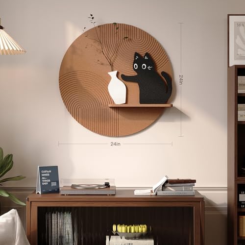 3D Textured Round Cat Wall Art, Modern Minimalist Wall Decor, 24x24 Inch - Image 4