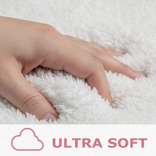 Cute Pink Scalloped Bathroom Mat, Fun Plush Luxury Microfiber Bath Rug - Image 4
