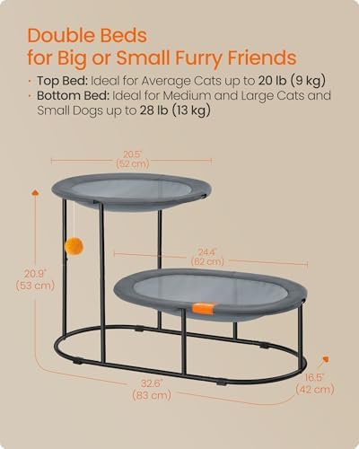 Feandrea 2-Tier Elevated Cat Bed, Breathable Hammock, Washable Mesh - Image 6