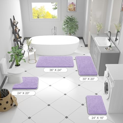 OLANLY Bathroom Runner Rugs 59x20, Extra Soft Absorbent Chenille Bath Rugs - Image 2