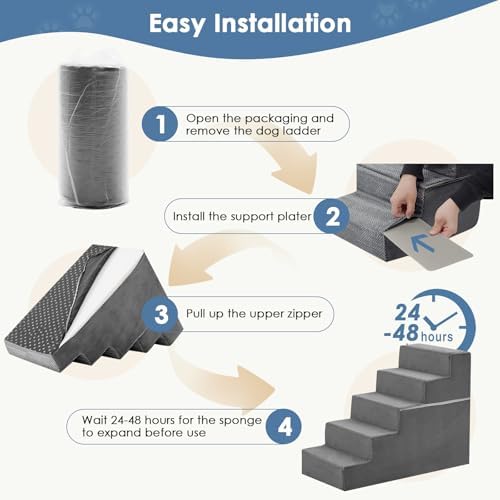 DUMOS Dog Stairs for Small and Medium Dogs, 5-Step Pet Steps - Image 6