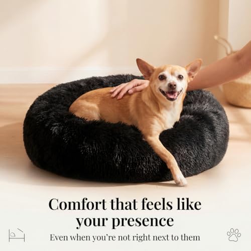 nononfish Puppy Beds for Small Dogs Washable 19" Black Calming and Anxiety Pet - Image 2